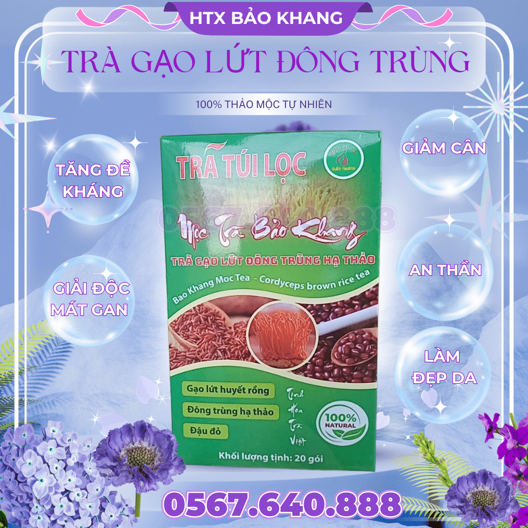 Trà Túi Lọc Gạo Lứt Đông Trùng Hạ Thảo Bảo Khang