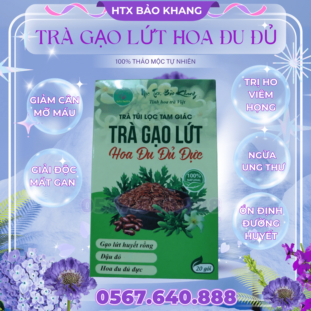 Trà Túi Lọc Gạo Lứt Lá Hoa Đu Đủ Đực Bảo Khang