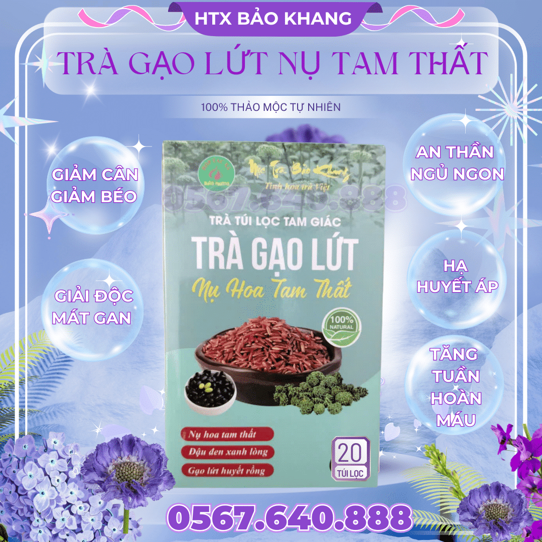 Trà Túi Lọc Gạo Lứt Nụ Hoa Tam Thất Bảo Khang