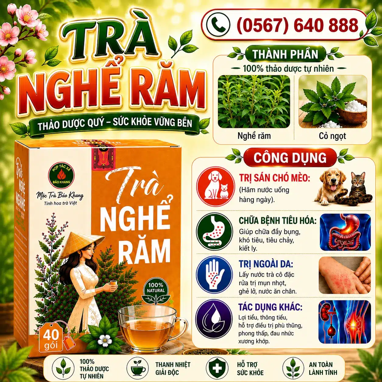 Trà Túi Lọc Cây Nghể Răm Bảo Khang