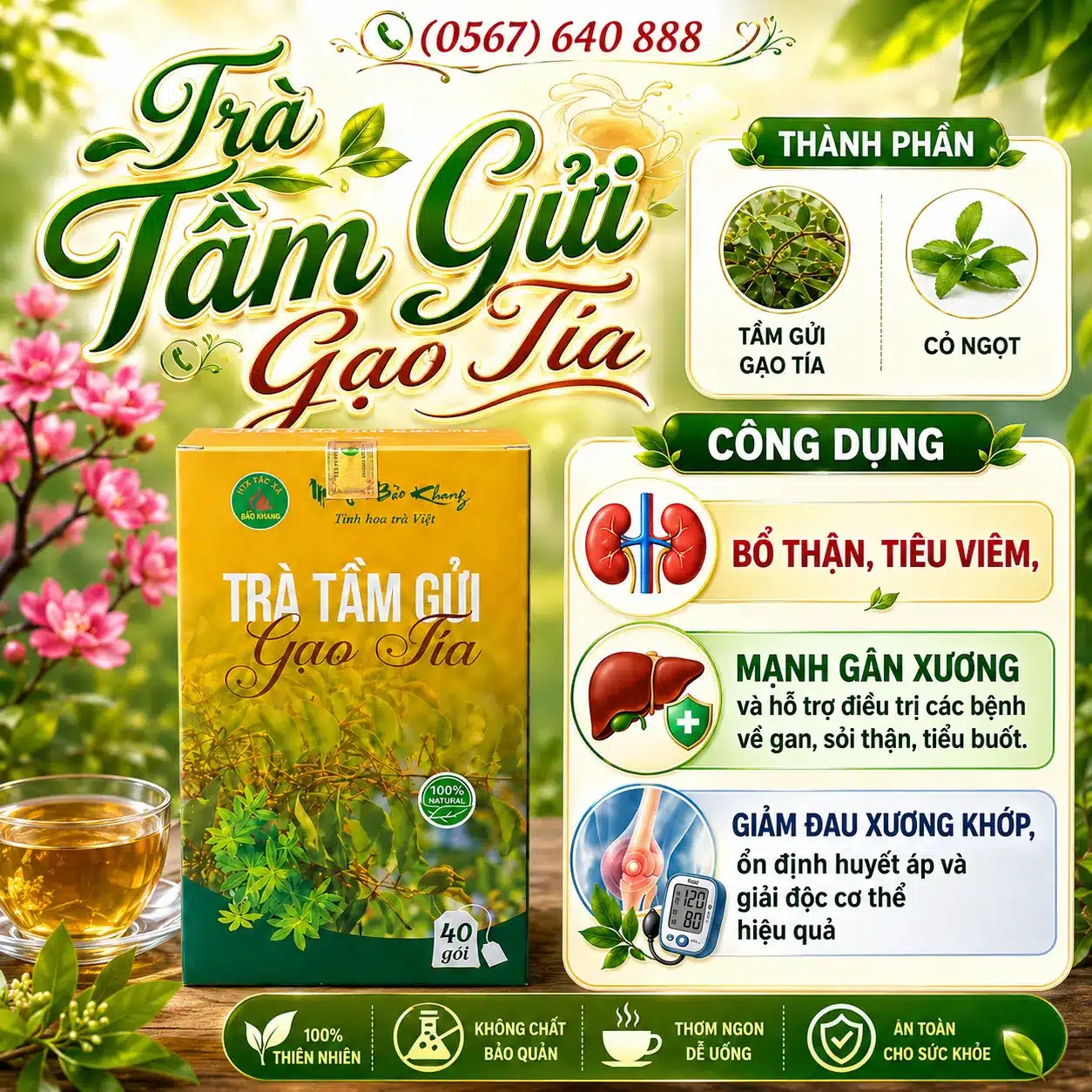 Trà Túi Lọc Tầm Gửi Gạo Tía Bảo Khang